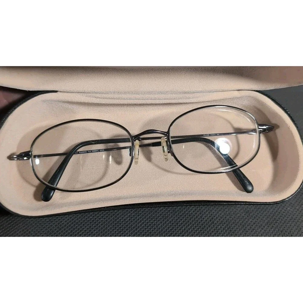 VTG LensCrafters LC713 Shiny Gun Metal Full Rim Eyeglass Frames Only 51-19-140